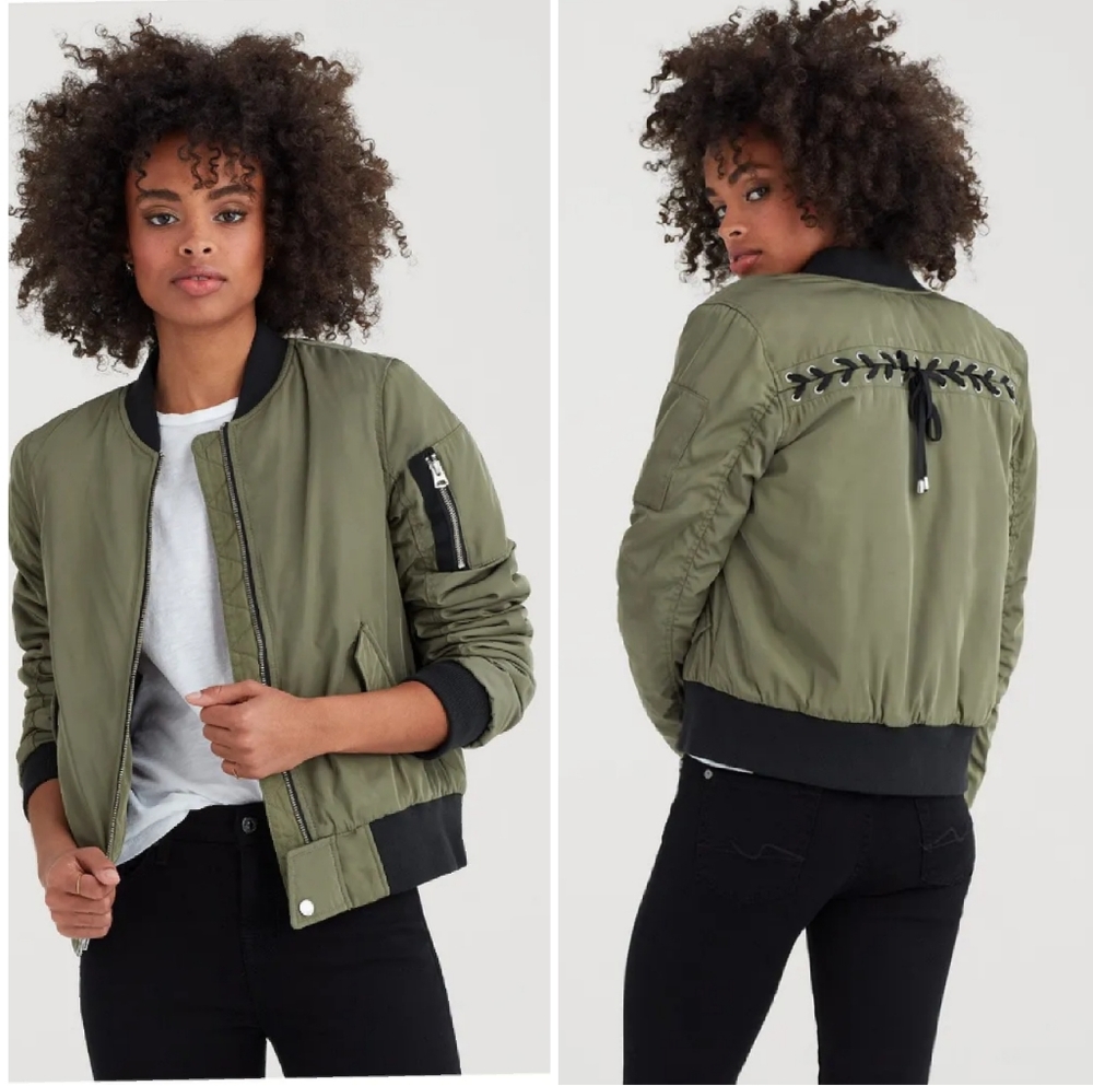 NWT 7 For all man kind lace up bomber jacket M